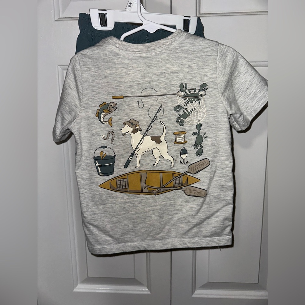 Kids Fishing Adventure Graphic Tee & shorts